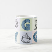 熱い及びhyggeのマグ(青い手紙及びパステル) コーヒーマグカップ (中央)
