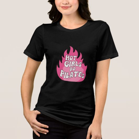 熱い女の子がピラティスを行う トライブレンドＴシャツ (正面)