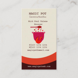 熱い料理のぐつぐつ煮えるポットのシェフ 名刺