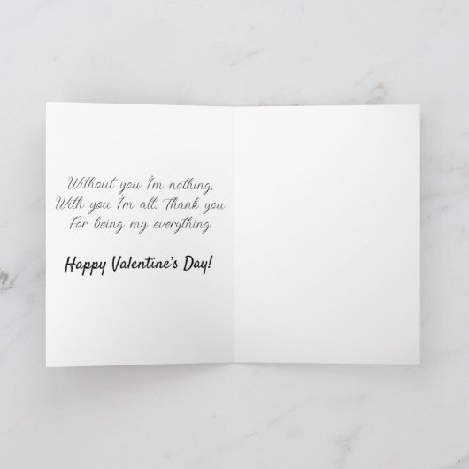 熱い気球のバレンタインカードにかわいいカップル サンキューカード (内部)