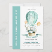 熱い気球の卵の狩りとブランチ招待状のバニー 招待状 (正面)