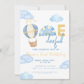 熱い気球は彼がonederful 1歳の誕生日ではない 招待状 (正面)