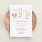 熱い気球女の子の旅行ベビーシャワー 招待状