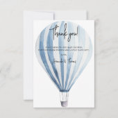 熱い気球感謝していお前の赤ちゃんシャワー サンキューカード (正面)