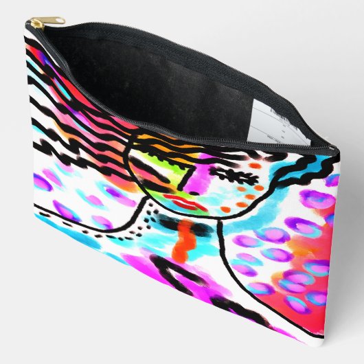 熱い混乱抽象芸術デジタルポートレートの女性 アクセサリーポーチ (見開き)