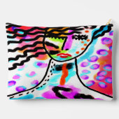 熱い混乱抽象芸術デジタルポートレートの女性 アクセサリーポーチ (裏面)