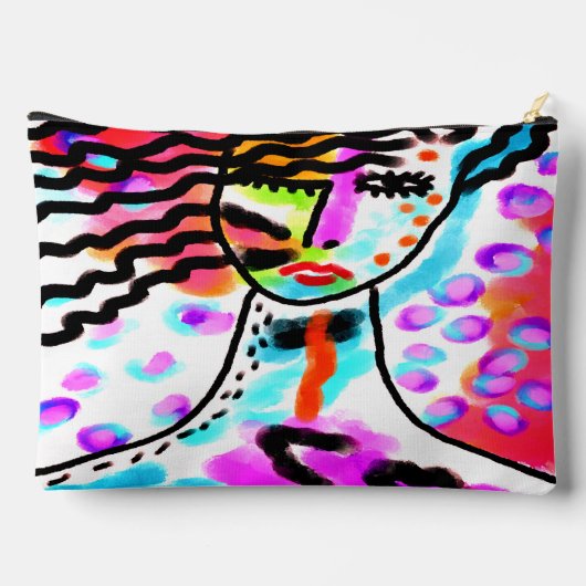 熱い混乱抽象芸術デジタルポートレートの女性 アクセサリーポーチ (裏面)