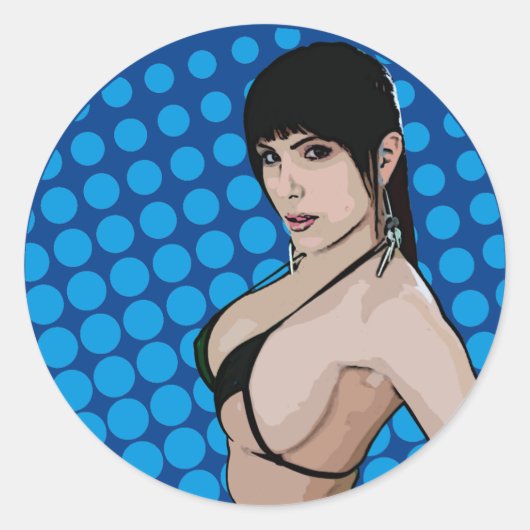 熱い漫画ビキニの赤ちゃん ラウンドシール (正面)