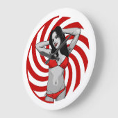 熱い漫画ビキニの赤ちゃん ラージ壁時計 (傾斜)