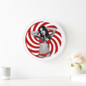 熱い漫画ビキニの赤ちゃん ラージ壁時計 (ホーム)