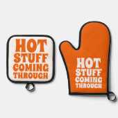 熱い物来のユーモア 鍋つかみ&鍋敷きセット (正面)