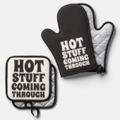 熱い物来のユーモア 鍋つかみ&鍋敷きセット (正面/裏面)