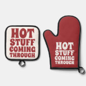 熱い物来のユーモア 鍋つかみ&鍋敷きセット (正面)