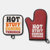 熱い物来のユーモア 鍋つかみ&鍋敷きセット (正面)