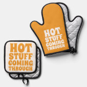 熱い物来のユーモア 鍋つかみ&鍋敷きセット (正面/裏面)