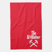 『熱い犬を飼うグリルファーター』 キッチンタオル (縦)