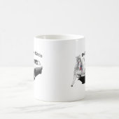 熱い猫の女の子が付いているEタイプのぎざぎざ コーヒーマグカップ (中央)