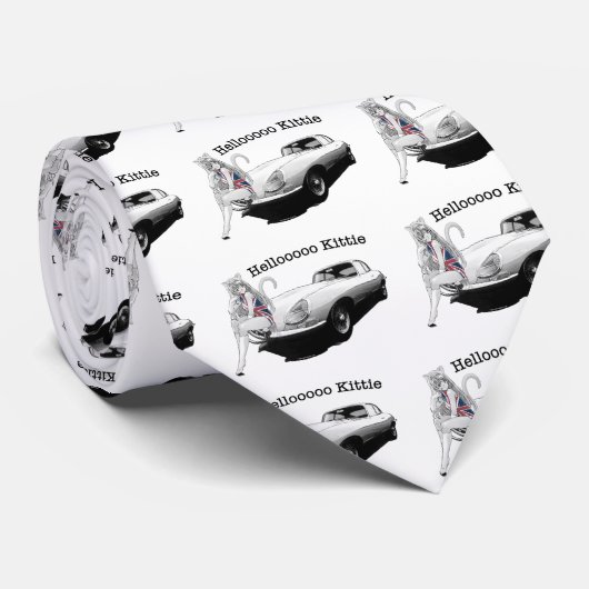 熱い猫の女の子が付いているEタイプのぎざぎざ ネクタイ (ロール)