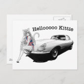 熱い猫ガールとEタイプのJag ポストカード (正面/裏面)