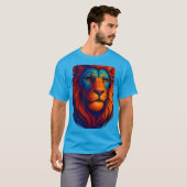 熱い獅子頭の現実的なshirt男のポワフルはっきりした tシャツ (正面フル)