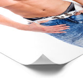 熱い男セクシーなシャツなしの筋肉ブロンドジーンズでハンク ポスター (角)