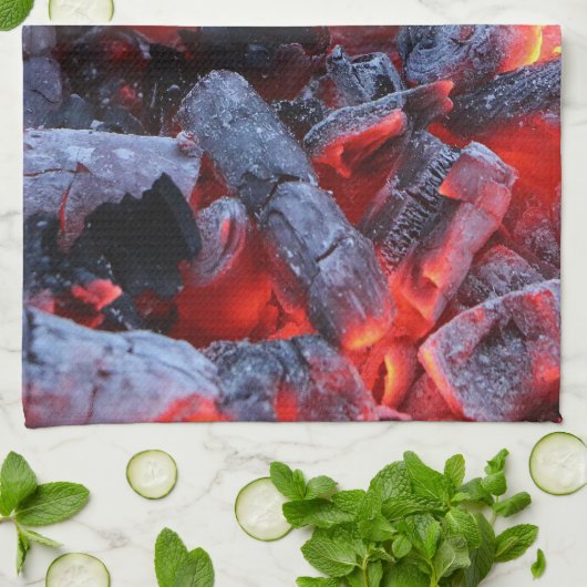 熱い石炭 キッチンタオル (折り畳み)