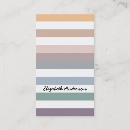 熱い秋の自然なビーチ色で縞で飾ります 名刺 (正面)