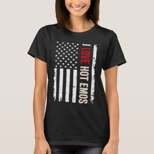 熱い絵文字アメリカ国旗が大好き Tシャツ (正面)