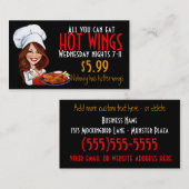 熱い翼を促進している熱いシェフ。 販売スペシャル 名刺 (正面/裏面)