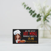 熱い翼を促進している熱いシェフ。 販売スペシャル 名刺 (スタンド正面)