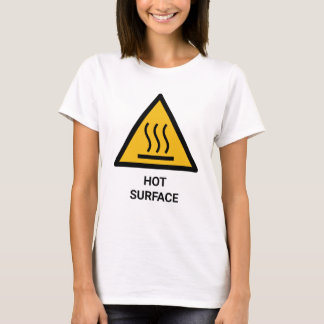 熱い表面 女性用Tシャツ警告サイン Tシャツ