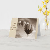 熱い誕生日の気球で カード (黄色い花)