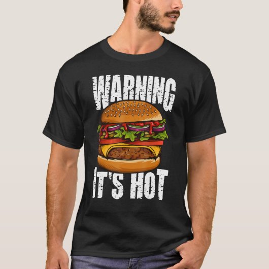 熱い警告IチーズバーガーIバーガー Tシャツ (正面)