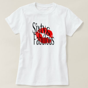 熱い赤い唇を持つ60と素晴らしい Tシャツ