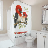 熱い赤毛頭のキツツキ シャワーカーテン (インサイチュ)