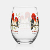 熱い赤毛頭のキツツキ ステムなしワイングラス (裏面)