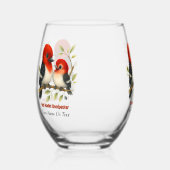 熱い赤毛頭のキツツキ ステムなしワイングラス (右)