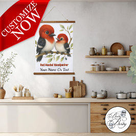 熱い赤毛頭のキツツキ 吊り下げ型タペストリー