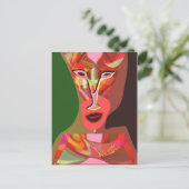 熱い音楽に聞いている女性 ポストカード (スタンド正面)