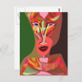 熱い音楽に聞いている女性 ポストカード (正面/裏面)