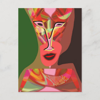 熱い音楽に聞いている女性 ポストカード