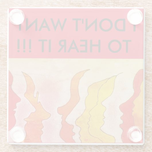 熱い頭、私はそれをフラスコを聞きたくない ガラスコースター (裏面)