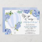 熱い風船を上に上げ、ボーイベビー遠くにシャワーを浴びる 招待状 (正面/裏面)