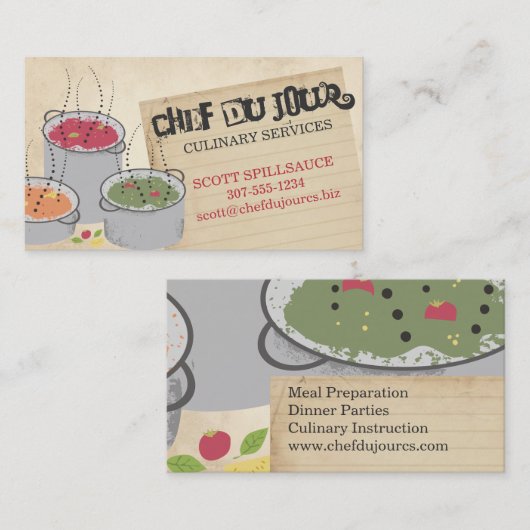 熱い食糧香りのシェフのケイタリングビジネスカード 名刺 (正面/裏面)