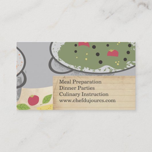 熱い食糧香りのシェフのケイタリングビジネスカード 名刺 (裏面)