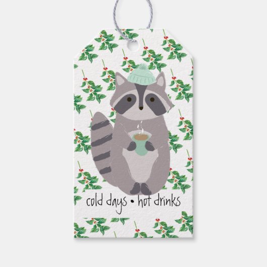 熱い飲み物を持ったルーン ギフトタグ (正面)