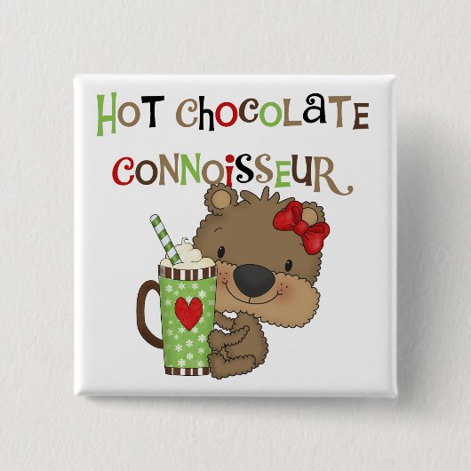 熱いChocolateConoisseurの女の子くま 缶バッジ (正面)