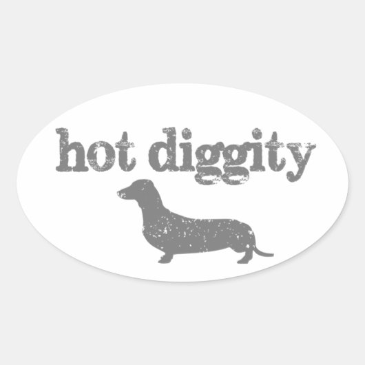 熱いDiggity犬のデカール 楕円形シール (正面)