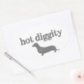 熱いDiggity犬のデカール 楕円形シール (封筒)