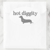 熱いDiggity犬のデカール 楕円形シール (バッグ)